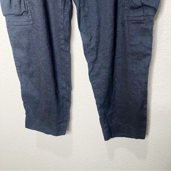 Theory Easy Pull On Cargo Linen Eco Sharkskin 2 Cropped Wide Leg Pants - Picture 5 of 12